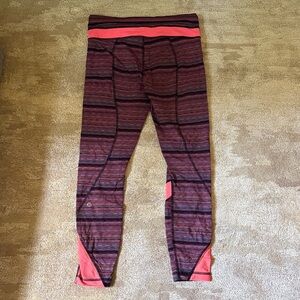 Lululemon Coral Striped Leggings